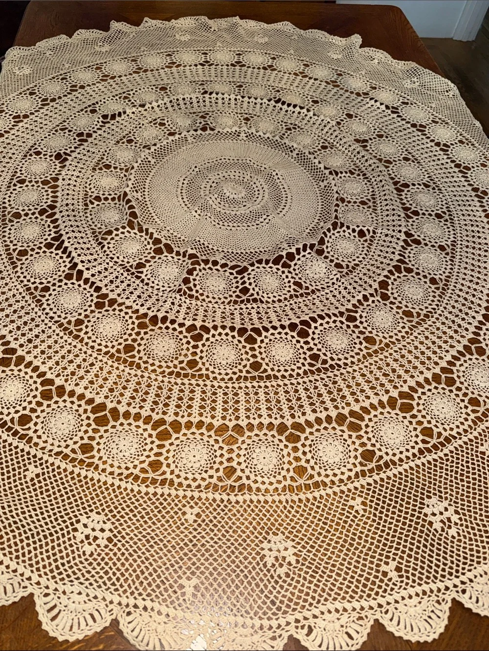 Antique lace tablecloth